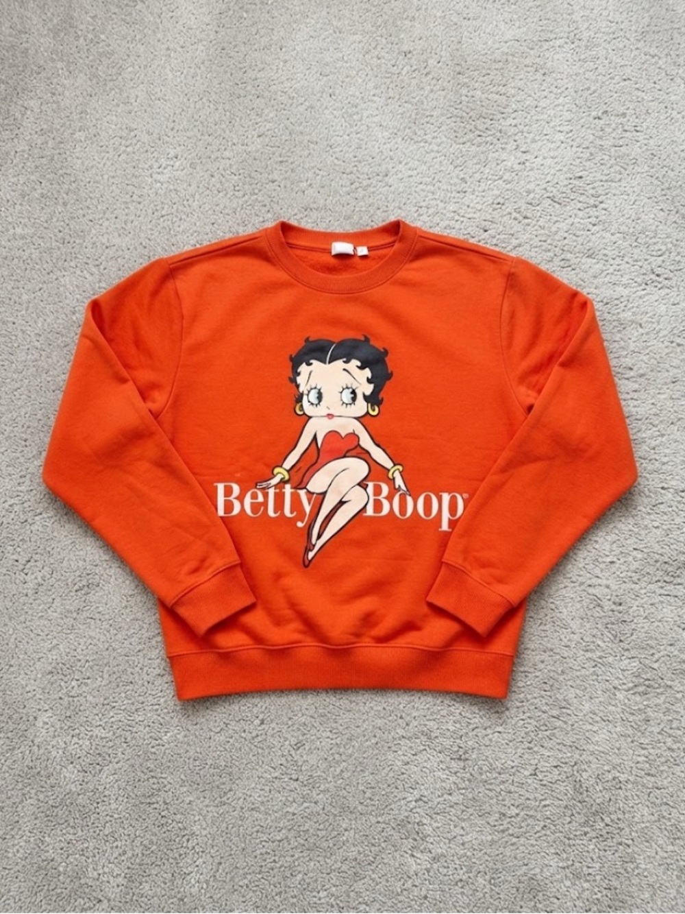 Betty Boop Bright Orange Graphic Crewneck